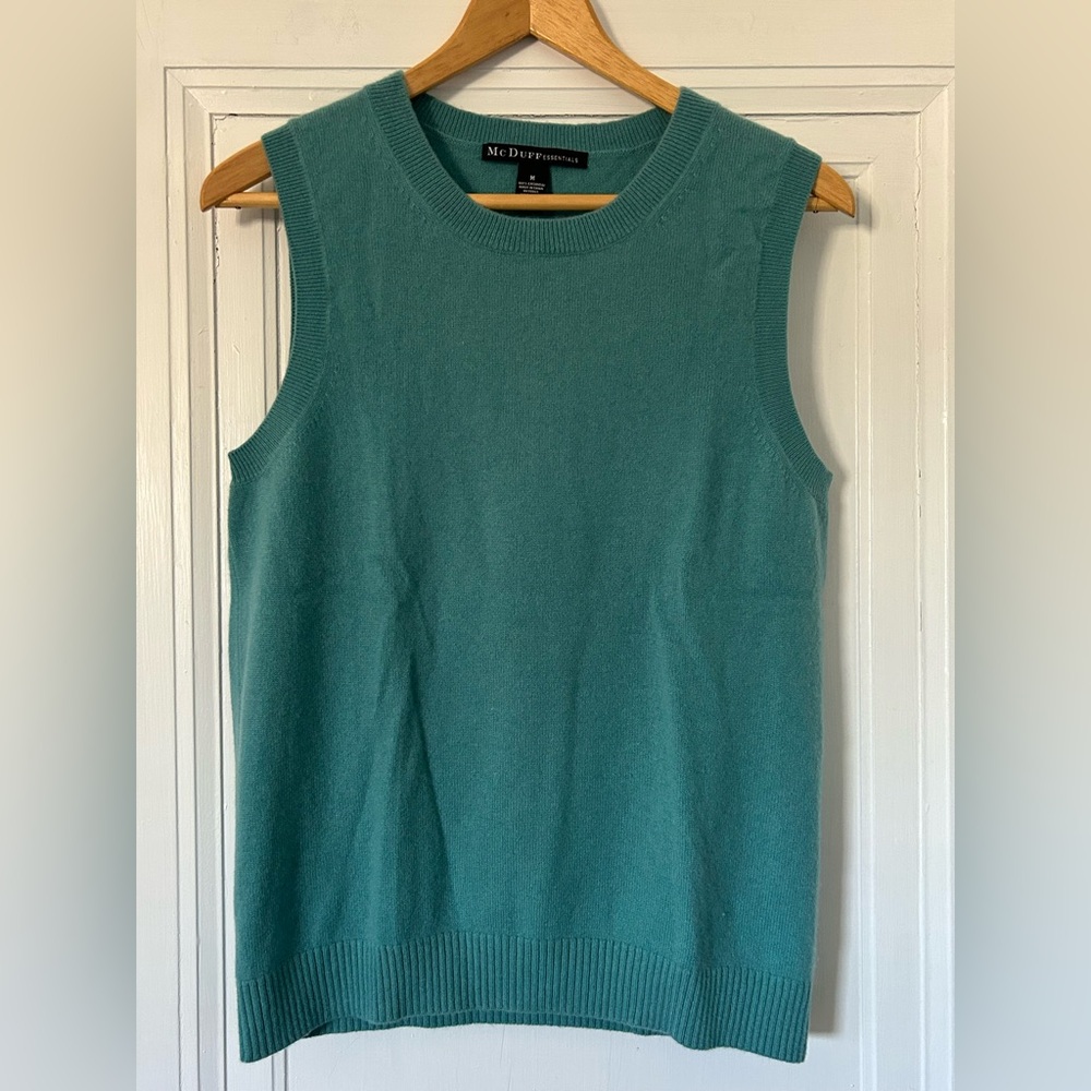 Essentials Teal Green Sleeveless Crew Neck Sweater Vest